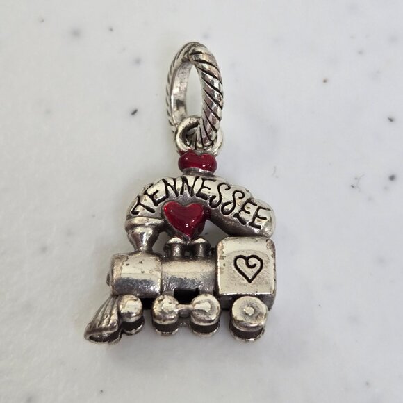Brighton Tennessee Train Charm Dangle Chattanooga Heart Red Silver Tone - Picture 3 of 6